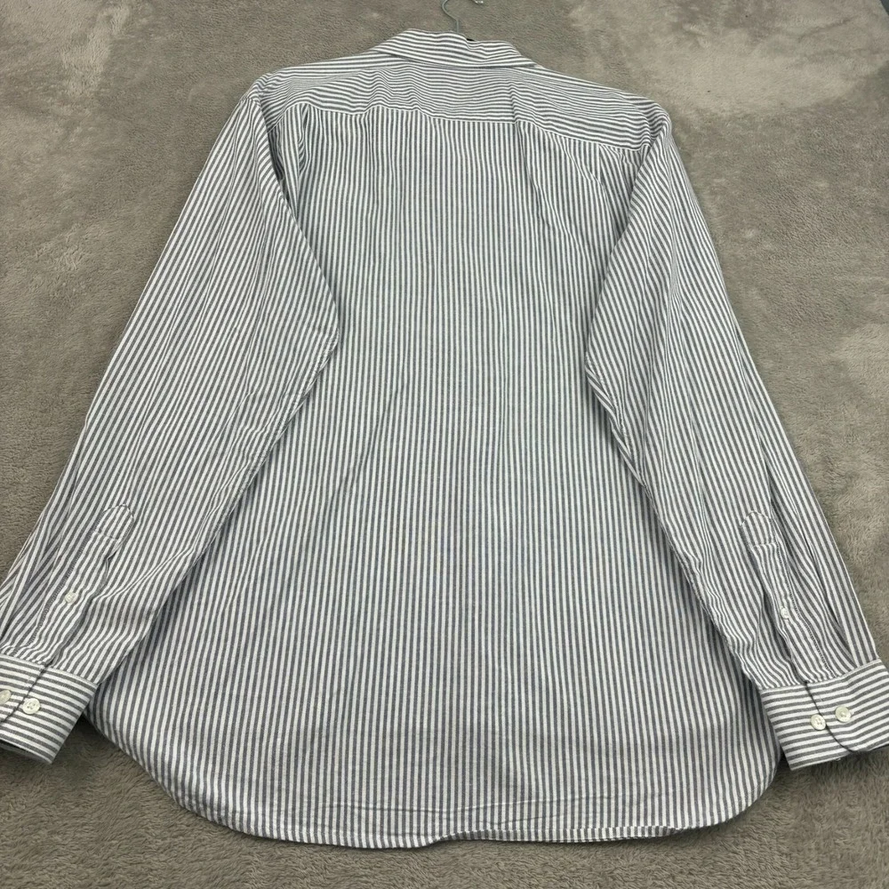 RM Williams Button Up Shirt Mens XXL‎ Blue Stripe Cotton Long Sleeve Casual Logo